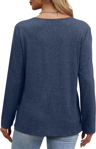 OFEEFAN Womens Long Sleeve Basic Shirts Crew Neck Fall Tops Outfits Clothes 2024 in Kuwait