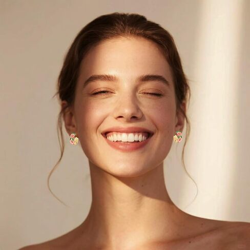 أقراط دائرية من LOVE&CLOVER للنساء على شكل زهرة وردية in Kuwait