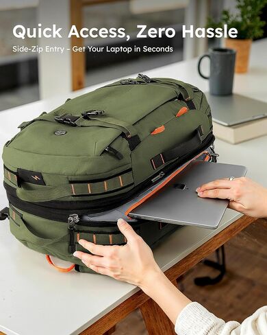 Tolaccea Travel Laptop Backpack, Large Carry on Backpack Flight Approved Convertible Duffle Luggage Bag Daypack Work Business Rucksack Fits 16" Laptop for Men Women 3 Carrying Ways, 40L-55L Expandable in Kuwait