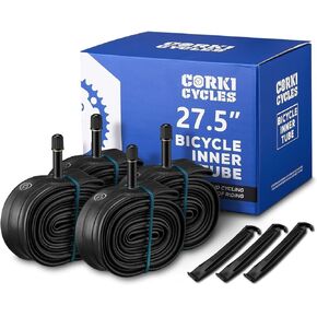 4 Pack 27.5 Mountain Bike Tube 27.5 x 1.75 1.95 2.0 2.1 2.125 2.2 2.25 2.3 2.4 Presta Valve 48mm / Schrader Valve 32mm, Butyl Rubber 27.5 Bike Tube Replacement