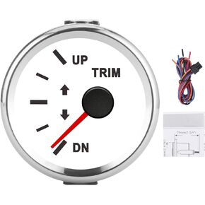 KIMISS Boat Trim Balance Gauge Meter, 52mm Domed Series Marine Trim Gauge with Red Backlight Ship IP67 for Yacht Marine Vehicle Modification(Black Frame on Black)