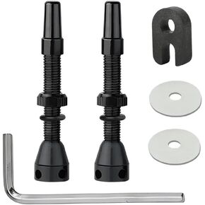 Saipe 2pcs 44mm Presta Tubeless Valve Stem Aluminum Alloy Tubeless Valves with Presta Valve Core Remover Tool and Valve Stem Caps for Tubeless Tires Road MTB Bike