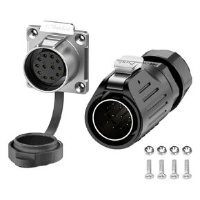 PLUGOOD EW-LP24 Industrial Waterproof Connector IP68 Quick Plugging Circular Connector Anti-Interference Shell Aviation Connector Fast Release Electrical Connector M24 2-24 Pin Flange Socket (10 Pin)