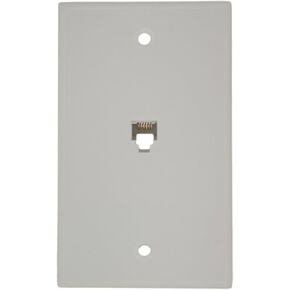 Leviton 40238-W Standard Telephone Wall Jack, 6P6C, Screw Terminals, White
