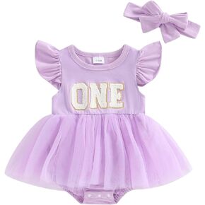Baby Girls My 1st Birthday Outfits One Romper Two/Three Tutu Skirt Ruffle Embroidery Letter Summer Clothes in Kuwait