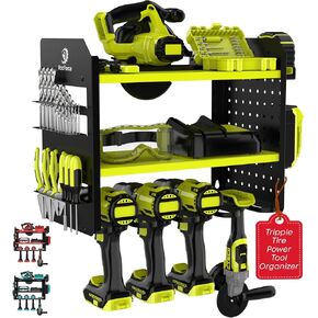 RocForce Power Tool Organizer Wall Mount - Heavy Duty Cordless Tool Holder for Saw, Drill & More - Rust-Proof Garage Pegboard Storage Solution - Maximize Efficiency and Space, Tool Organizer - Green in Saudi Arabia