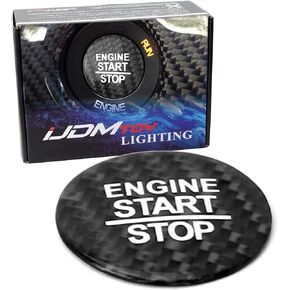 iJDMTOY Gloss Red Real Carbon Fiber Keyless Engine Start/Stop Push Start Button Cover Compatible with Charger Challenger Durango Grand Cherokee 300/300C