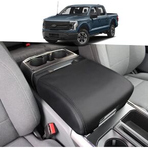 Center Console Armrest Box Cover Anti-Scratch Leather Auto Central Armrest Protector Pad Interior Decoration Accessories for F150 F-150 2021 2022 2023 (Black)