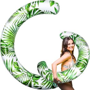 2 Pcs Jumbo Inflatable Pool Noodles Curved Swimming Float 45 x 30 Inch Hawaiian Tropical Leaves Swimming Noodle Float Sticks for Summer Beach Pool Party Water Games