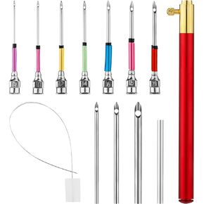 13pcs Punch Needle Kits, Adjustable Punch Needle Tool Embroidery Needles Set Sewing Art Needles with 7 Size Punch Needle Heads, for Adults Beginner Floss Cross Stitch DIY Craft
