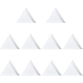 KALLORY 10pcs Nail Art Tray Triangle Bead Sorting Trays Jewelry Tray Rhinestone Holder Tray Nail Jewels Rhinestone Sorter Rhinestones Beads Jewelry Plates White Diamond Rhinestone Board