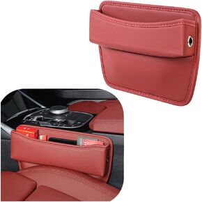 Large Capacity Car Seat Gap Filler with 2 Charge Hole - Microfiber Leather Seat Gap Organizer Storages Items & Keeps Car Quiet Tidy - Car Seat Storage Box for Phone,Key,Cigarette,Glasses (Beige)