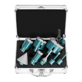 9Pcs Diamond Core Drill Bits Set - 8Pcs 6/6/20/25/35/50/75/100mm Drill Bits & 1Pc 50mm Chamfer Bit, Deep Green Hole Saw Set with Storage Box - for Tile Granite Marble