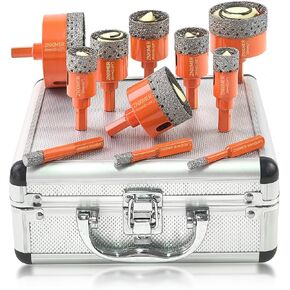 Diamond Hole Saw Kit for Tile, Ceramic, Granite, Marble and More Drilling - ZNXIMER 10pcs Tile Hole Saw Kit (6/10/12/20/25/30/35/40/45/50MM)