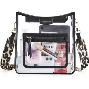 Missnine Clear Crossbody Bags for Women Stadium Approved Clear Purse for Concert Transparent Plastic Bag with Guitar Strap