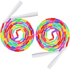 fezog 2 حزمة قوس قزح مطرز للأطفال القفز حبل، مجزأة تخطي حبل للأطفال البالغين، حبل خالية من التشابك تخطي حبل القفز الطفل لتدريب اللياقة البدنية in Kuwait