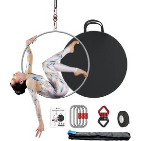 Teapai Aerial Hoop Set - Professional Aerial Lyra Hoop Equipment - Fully Strength Tested 500lbs Aerial Ring with Rigging Kit, Tape, Storage Bag