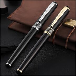 𝐖𝐞𝐢𝐠𝐡𝐭𝐞𝐝 Pens for Hand Tremors 𝐇𝐞𝐚𝐯𝐲 Pen for Low Dexterity Weak Grip Strength Parkinson's Autism Carpal Tunnel Arthritis Elderly Stunning Black Chrome Metal Pen (2pcs)