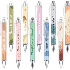 Tinlade 10 Pcs Christian Pens for Women Religious Ink Pens Easter Gifts Inspirational Quotes Bible Verse Ballpoint Funny Office Supplies for Women Men Coworker(Flower)