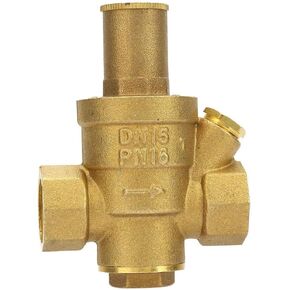 Pressure Regulator Valve, DN15 1/2" Thread Brass Adjustable Water Pressure Reducer Water Control Pressure Regulator Valve