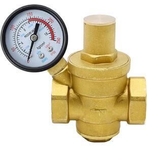 Water Pressure Regulator DN15 1/2" with Gauge Pressure Reducer Valve Adjustable Pressure Reducer for Most Tap Water Equipment (DN15 1/2inch) in Kuwait