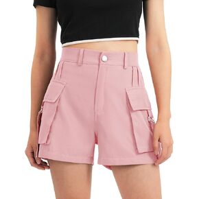 BOOPH Girls Hiking Cargo Shorts Kids Lightweight Shorts with Pockets Athletic Summer Casual Uniform Shorts for Girl 6-14Y