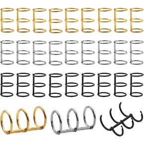 Mardatt 30Pcs 3 Ring Metal Loose Leaf Binders Book Rings Snap Split Hinged for Notebook, Diary, Photo Album, Binding Spines Combs, 20mm (Gold, Silver, Black)