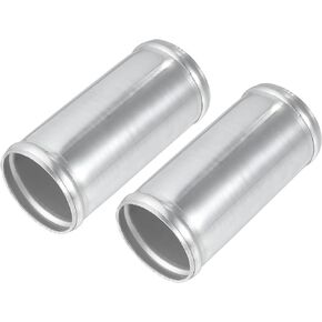 Universal Aluminum Alloy Intake Piping Adapter 57mm 2.25" OD 4.72" 120mm Length Pipe Connector Silver Tone (Set of 2)