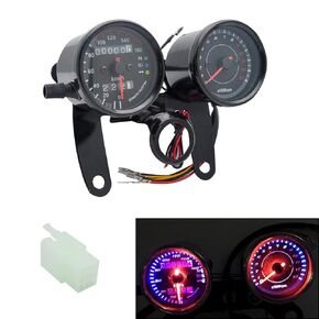 12VLED Backlight Motorcycle Dual Odometer Speedometer Tachometer Gauge Motorbike Motorcycle LED Backlight CTRIC Odometer+Tachometer Speedometer Dual Gauge New