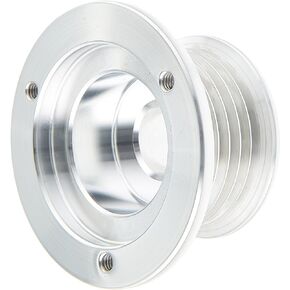March Performance 112 Clear Powdercoat Billet Aluminum 6-Rib Alternator Pulley with Cover