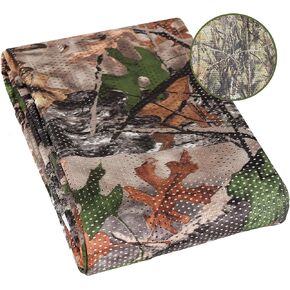 Lenotos Double Sided Camouflage Mesh Fabric, Quiet and Soft Camo Netting for Hunting, Tree Stand, Multi Size & Cut