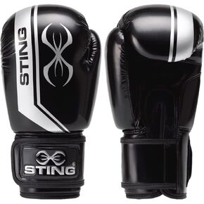 STING Armalite Boxing Gloves, Durable Boxing Equipment for Boxing Training, Balanced Weight Distribution, Black/Silver, 16 Oz.