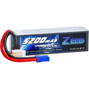 Zeee 5S Lipo Battery 5200mAh 18.5V 100C Soft Pack Lipos with EC5 Connector RC Battery for RC Airplane Helicopter RC Car Truck Quadcopter Boat Racing Hobby Models