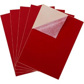 sfkadi 5PCS A4 Size Sticky Felt Sheets, Peel and Stick Felt Sheets Adhesive Backed for Drawer Liner, Self Adhesive Felt Sheets for Jewelry Box, (8.3" x 11.8", Red)