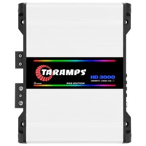 Taramps HD 3000 2 Ohms RGB Effects 1 Channel 3000 Watts RMS MAX Full Range Car Audio Monoblock LED Monitor Indicator Class D Amplifier Crossover, HD 3k