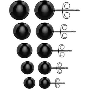 YZstyle Ball Earrings 316L Surgical Steel Earrings Round Ball Stud Earrings Set for Women Girls 5 Pair Set Assorted Sizes