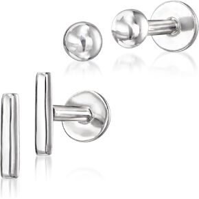 RS Pure by Ross-Simons Sterling Silver Jewelry Set: 2 Pairs Of Ball and Bar Flat-Back Stud Earrings