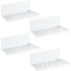 Therwen 4 Pack Magnetic Pegboard Shelves Wall Organizer Metal Peg Board Shelf Pegboard Steel Tray Pegboard Accessories Organizing Tools for Craft Home Kitchen (Black,7.87 x 4.7 x 3.5 Inches)