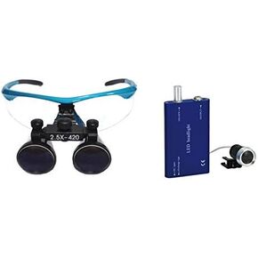 قوة الأسنان 2.5 × 420 مم عدسة مكبرة للأسنان الجراحية مجهر العدسة المكبر ضوء الرأس (أزرق) in Kuwait