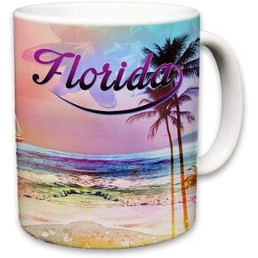 Sweet Gisele - Butterfly Mug - Ceramic Coffee Cup Souvenir - Colorful Design - 3D Graphic Monarch Butterflies - Beautiful Color Accents - Great Novelty Gift - 11 Fl. Oz (Blue)
