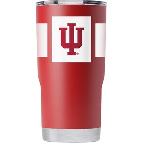 Gametime Sidekicks Indiana 20oz Crimson Tumbler - Officially Licensed, 18/8 Stainless Steel, Double-walled, Vacuum-insulated, UV LED Printed Logos, Sweatless, Stays Hot/Cold - 360 Wrap