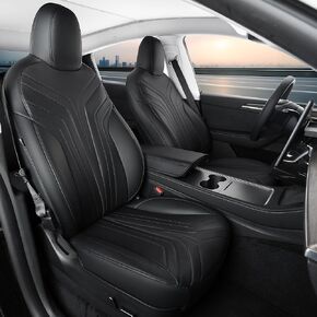 FREESOO Tesla Model Y Seat Covers 2024 2023 2022 2021 2020 Car Seat Cover Full Set Slip-on Accessories Black Red