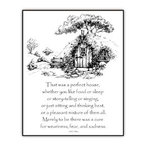 Hobbit Hole House Artwork - J.R.R. Tolkien Quote - That House Was a Perfect Print - Gift for LOTR Hobbiton Fan - Lord of the Rings Wall Art - UNFRAMED Print (8"x10")