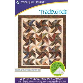 Trade Winds Tradewinds Quilt Pattern, Jelly Roll 2.5 Inch Strip Friendly, 5 Finished Size Options