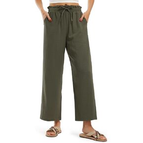 Libin Womens Imitation Linen Pants Summer High Waisted Wide Leg Casual Loose Palazzo Pants Lounge Beach Trousers with Pockets