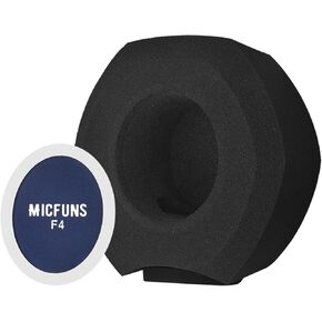 Micfuns F4 ترقية الزجاج الأمامي للميكروفون السميك، درع عزل البوب، فلتر انعكاس لاستوديوهات التسجيل، رغوة ممتصة للصوت (أسود) in Kuwait