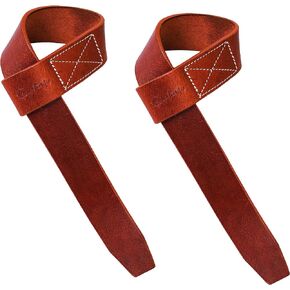 | Leather weight Lifting Wrist Straps | Set of 2, 20" Genuine Leather Grips for heavy lifts | Soft, Pliable, Wrist support for Strength Training & Exercise