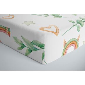 NEYM DESIGN/Premium Cotton Fitted Baby Crib Sheet, Baby Toddler Mattress Cover, Ultra Soft Cotton Sheet, (Rainbow 2)