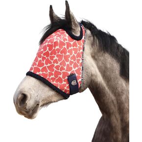 Harrison Howard All Round Mesh Horse Fly Mask UV Protective with Fleece Padded Edging and Fun Prints Forelock Opening Design Mask for Horse Hearts Large
