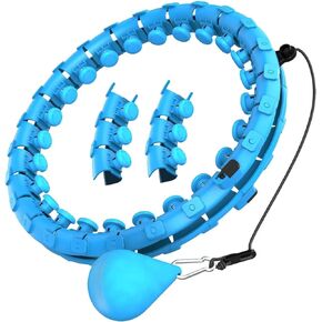 NuFit Smart Weighted Hula Fit Hoop for Adult Weight Loss, 2 in 1 Fitness Ring for Women Abdomen Workouts, 24 Detachable Knots with 360 Degree Auto-Spinning